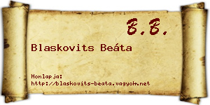 Blaskovits Beáta névjegykártya
